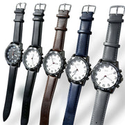 Trade Shop - Orologio Uomo 43 Mm Impermeabile Con Cinturino Effetto Pelle E Design Sportivo Minimal -