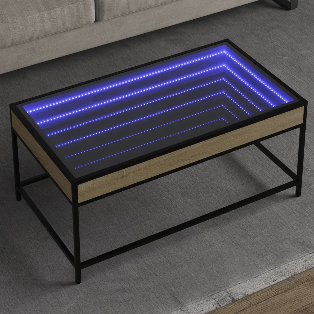 Tavolino da Salotto con LED Infinity Rovere Sonoma 90x50x41 cm 847688