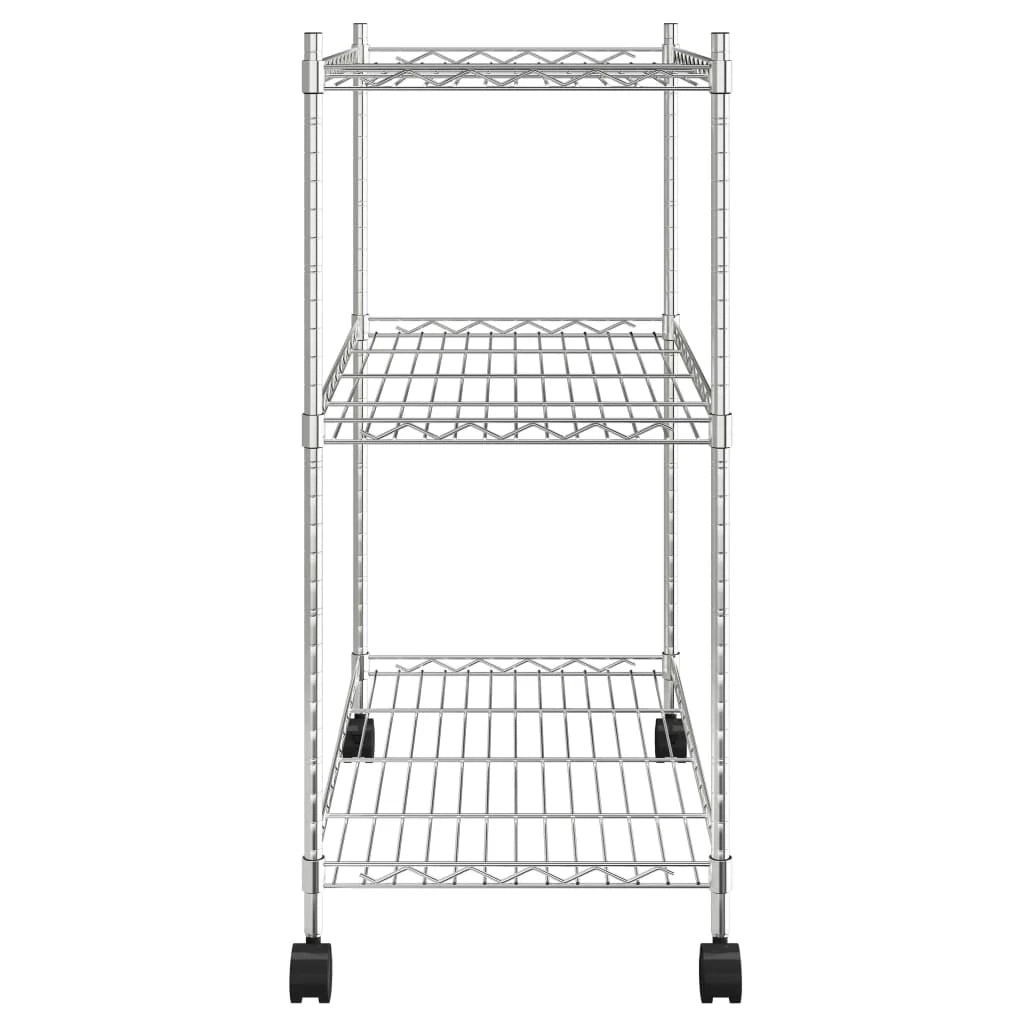 Scaffale portaoggetti a 3 ripiani con ruote 60 x 35 x 81 cm cromato 150 kg 02_0000658