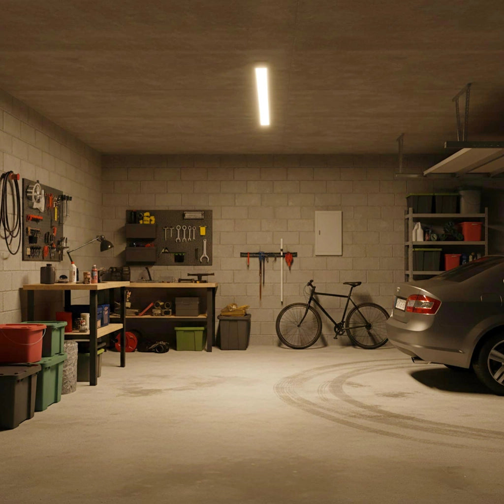 Plafoniera lineare slim moderna LED 54W 120cm lampada CCT 5400lm soffitto parete luce garage officina ufficio