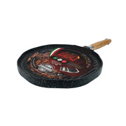 Grill Rotonda Antiaderente 28 cm a Due Facce con Manico Removibile in Legno