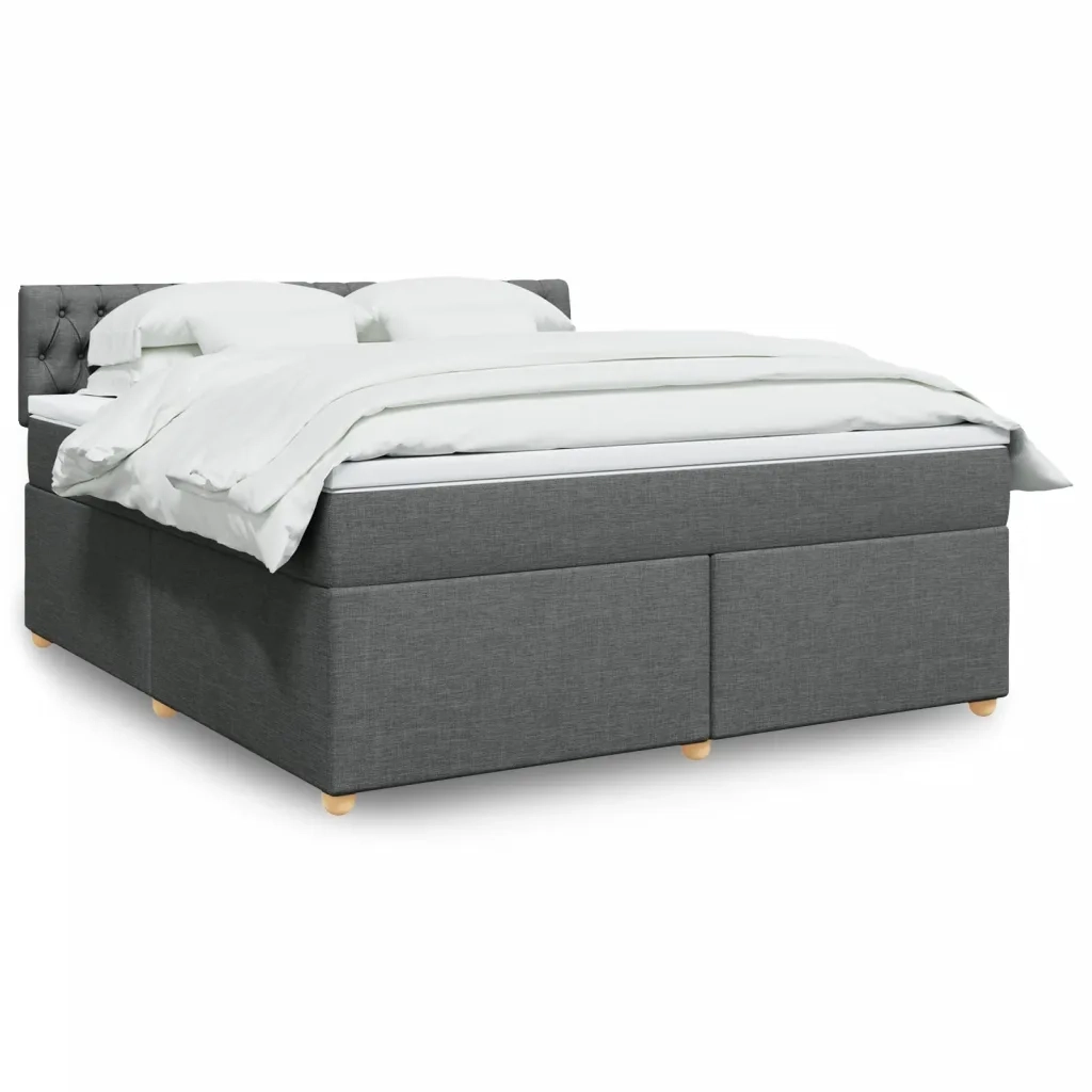 Giroletto a Molle con Materasso Grigio Scuro 180x200 cm Tessuto