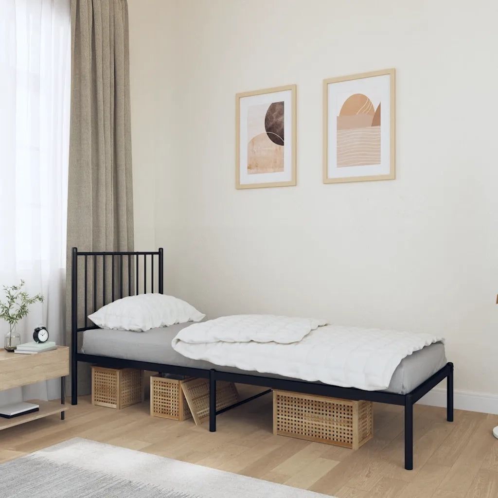 Giroletto con Testiera-Struttura Letto con testiera in Metallo Nero 80x200 cm 722431