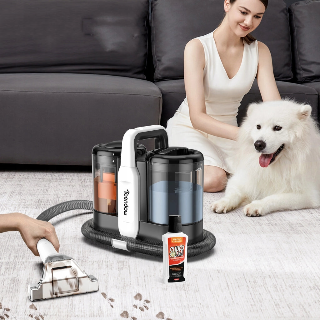 Aspirapolvere Lavapavimenti Tessuti 500W 11kPa con Doppio Serbatoio Acqua; Pulitore per Tappeti e Divani
