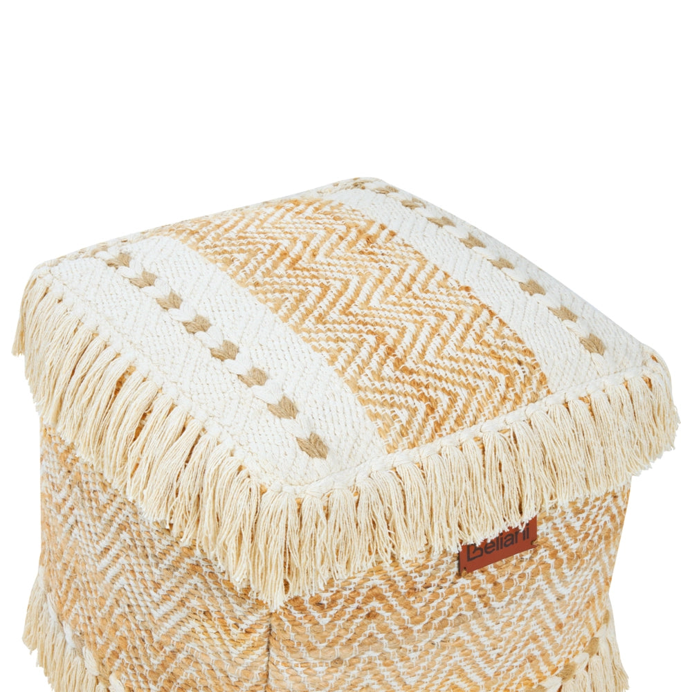 Pouf beige in iuta e cotone EPS con imbottitura di nappe Pouf quadrato Soggiorno