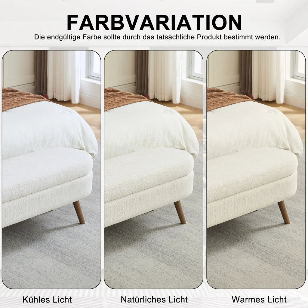 PANCA Contenitore 110 cm in Chenille Beige