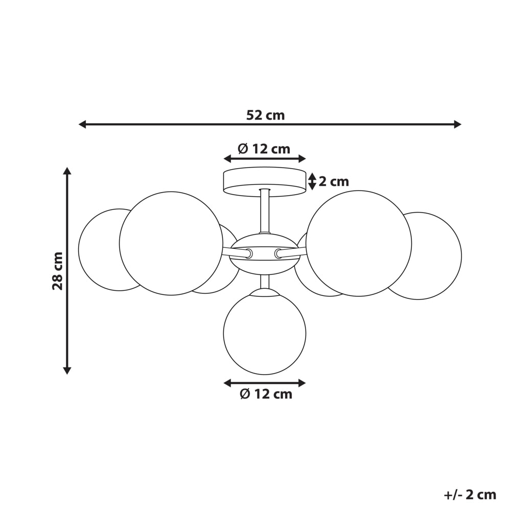 Lampadario in vetro 7 luci rotonde rosa metallizzato stile moderno