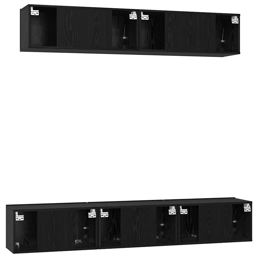 Set mobile TV 5 pz | Armadietto TV | Mobile Porta TV Rovere Nero Legno multistrato