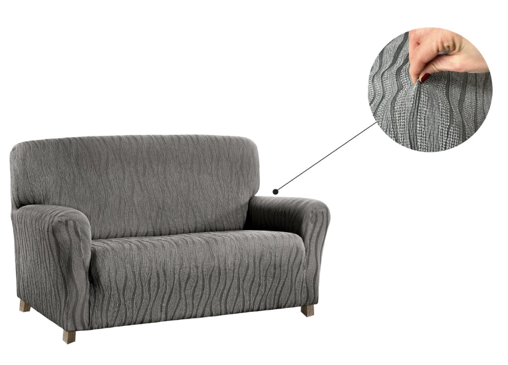 Copridivano Sofà Poltrona Elasticizzato Protezione Macchie Modello Wonderful - 2 Posti - Grigio