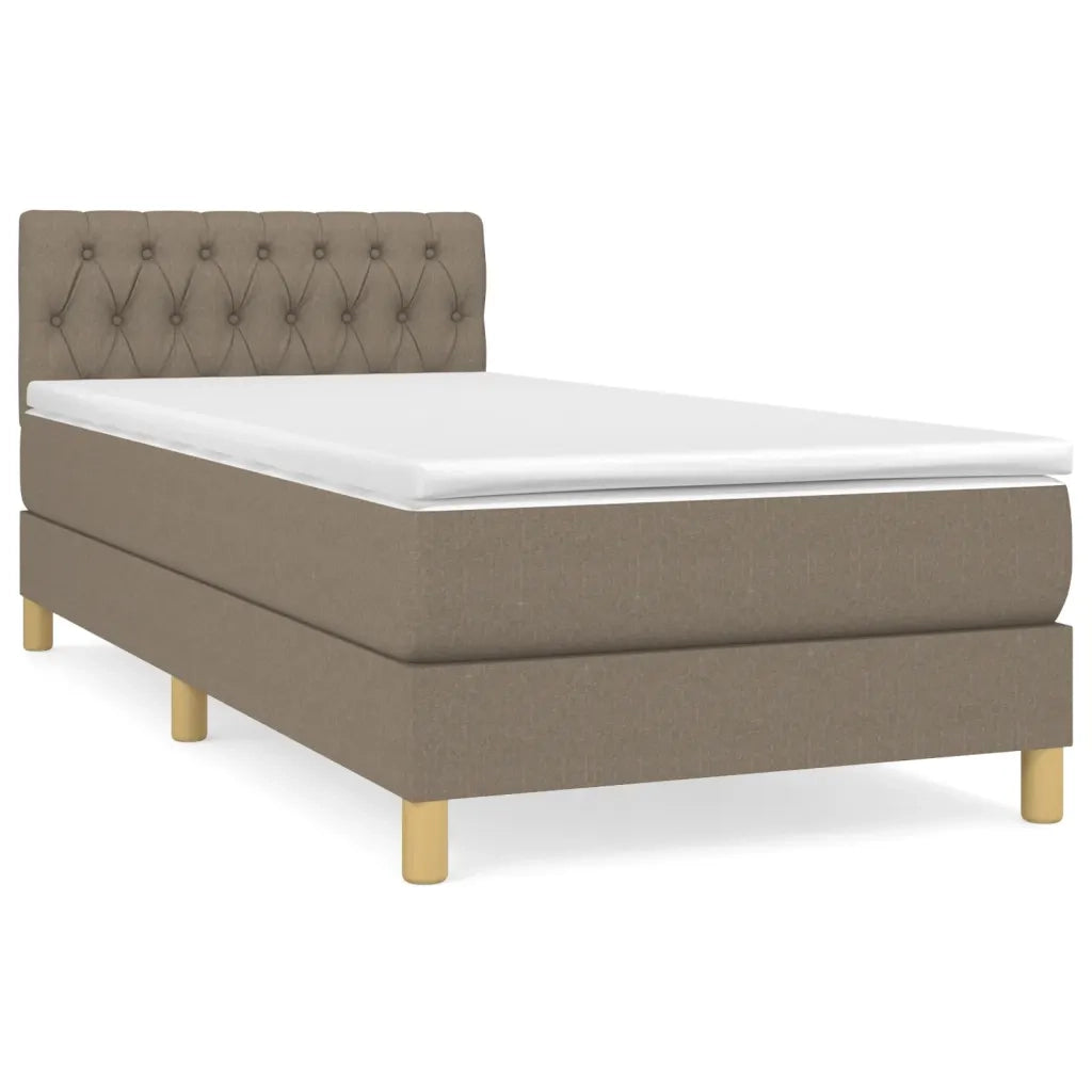 Letto singolo | Letto per adulti | Giroletto a Molle con Materasso Tortora 90x190 cm in Tessuto