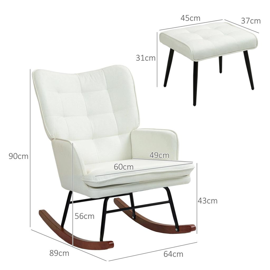 Poltrona a Dondolo con Poggiapiedi ¨C Zephmum ¨C Crema