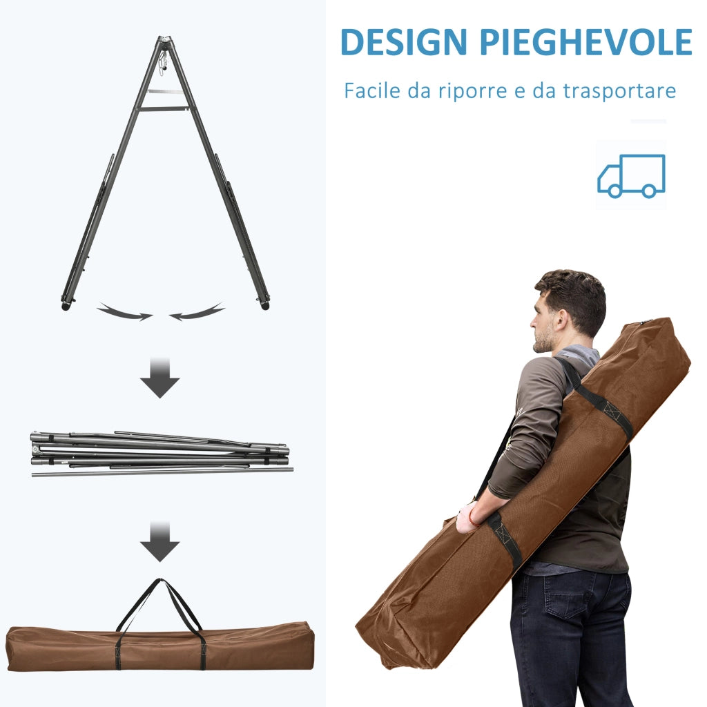 Amaca Autoportante Pieghevole con Supporto ¨C Xylo ¨C Cotone e Acciaio 270x100x94cm