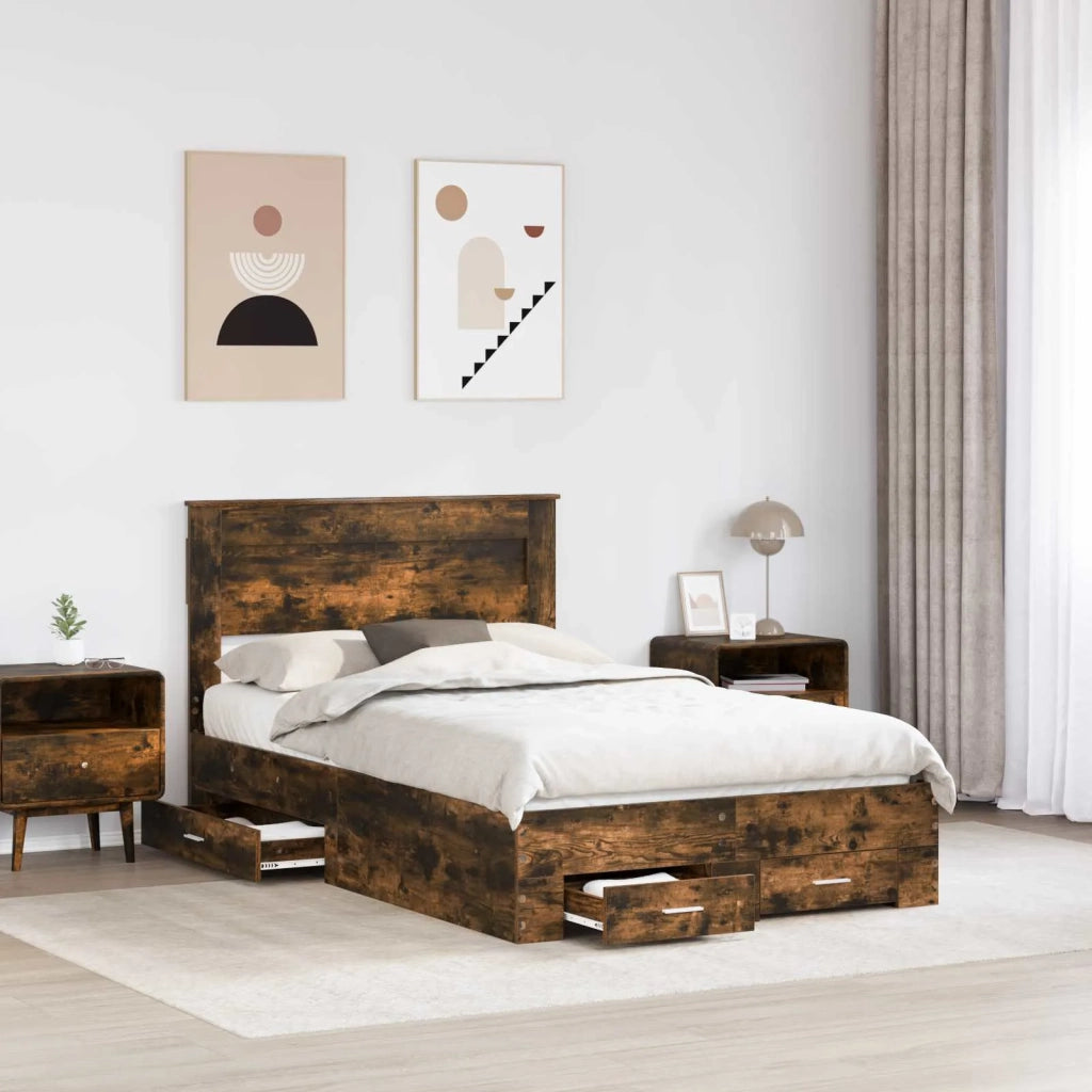 Struttura del letto Rovere fumé 135 x 190 cm Legno multistrato 3409999