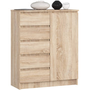 Cassettiera AKORD K80 Comò Quercia Sonoma 80 cm 1 porta 5 cassetti 80x35x97 cm