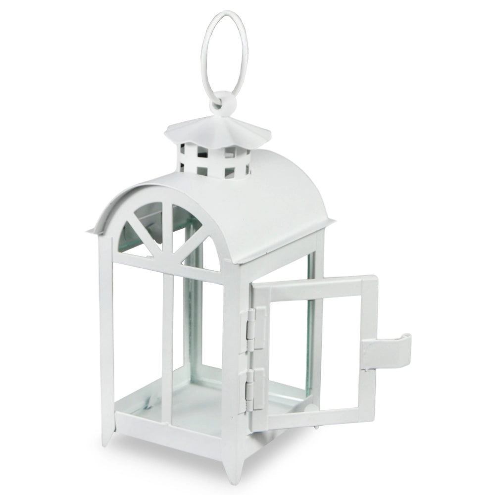 10 lanterne portacandela decorative in metallo bianco quadrate cm 7 x 7 x h20