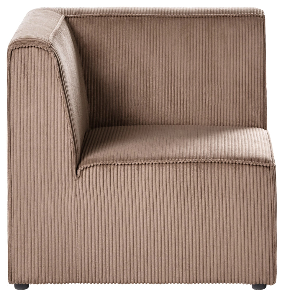 Divano modulare lato sinistro 4 posti con Ottomana in Velluto a coste sabbia design moderno soggiorno