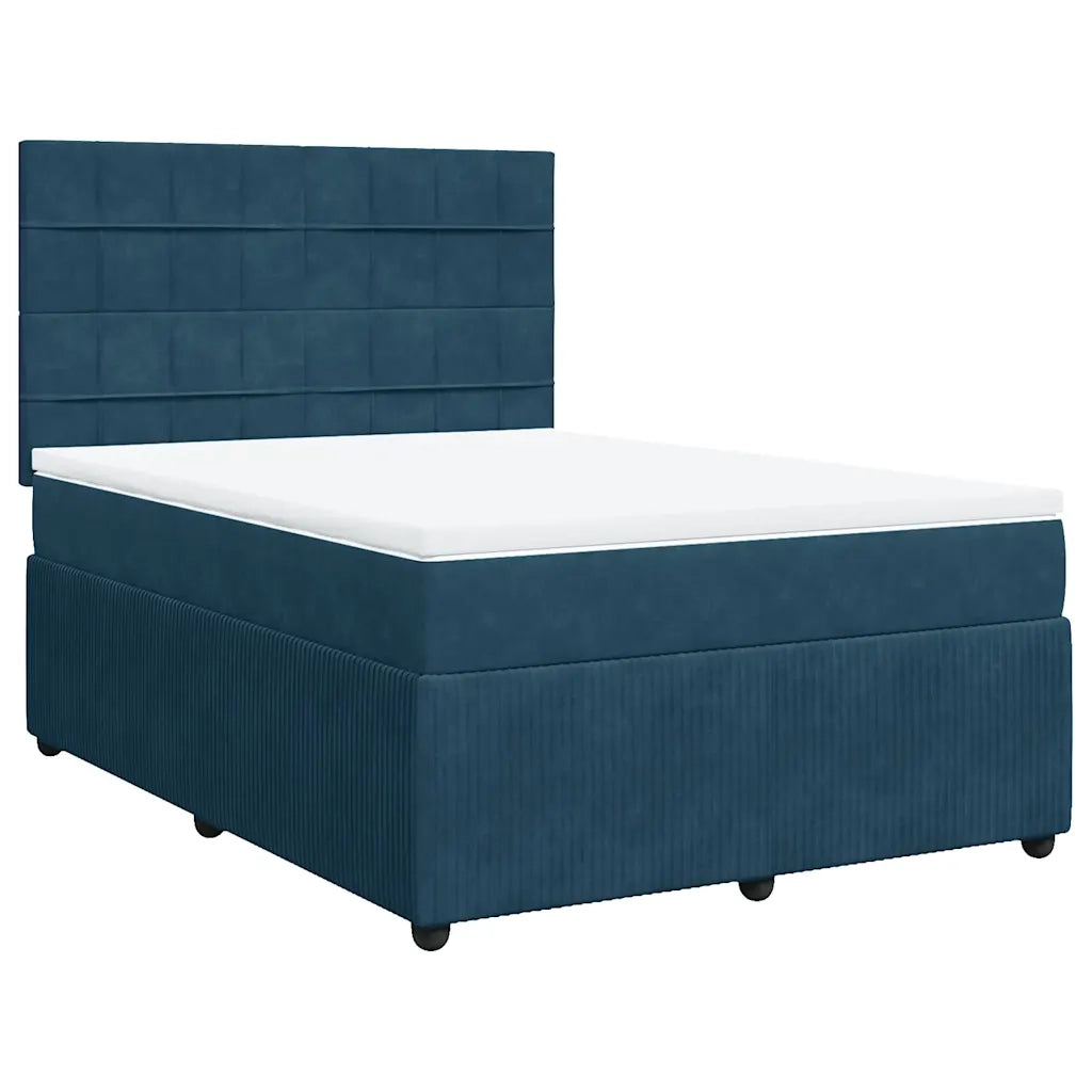 Giroletto a Molle con Materasso Blu Scuro 160x200 cm in Velluto