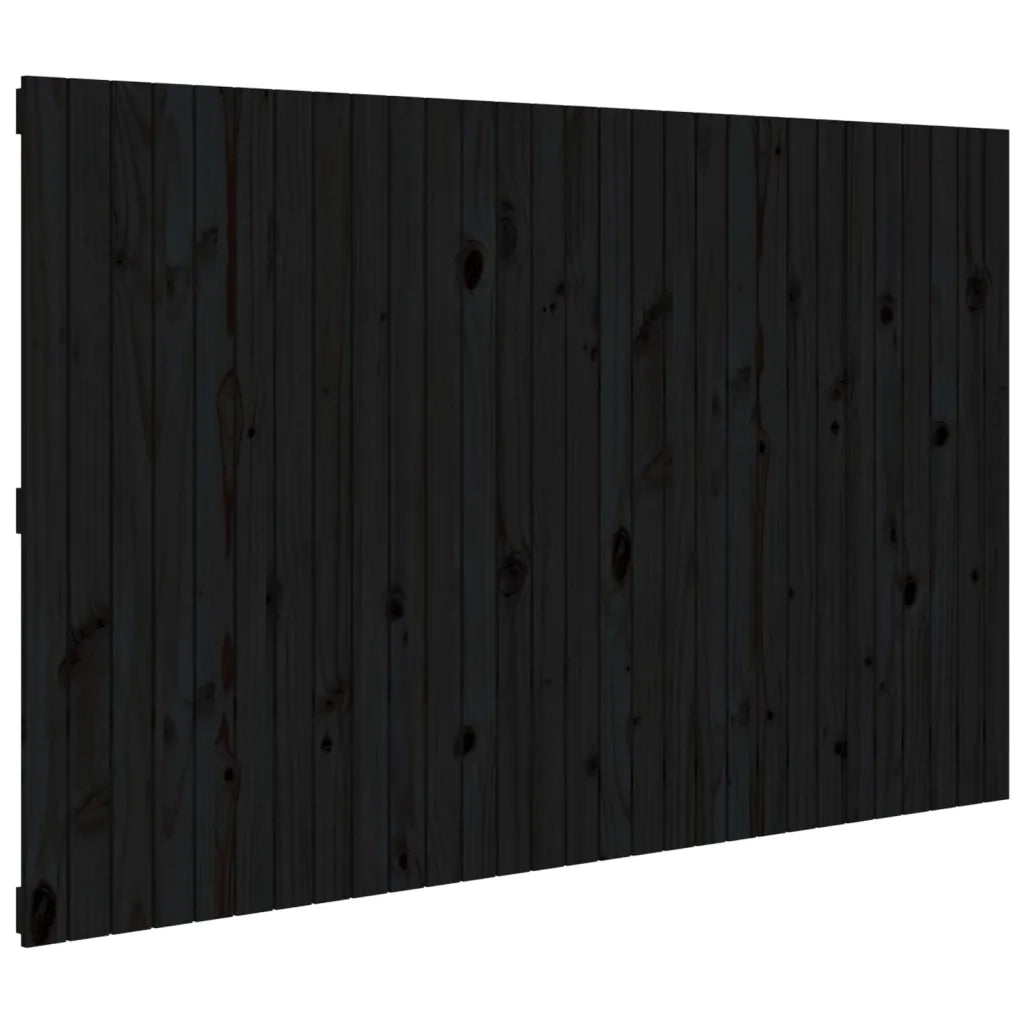 Testiera | Testata da Parete Nera 185x3x110 cm in Legno Massello di Pino