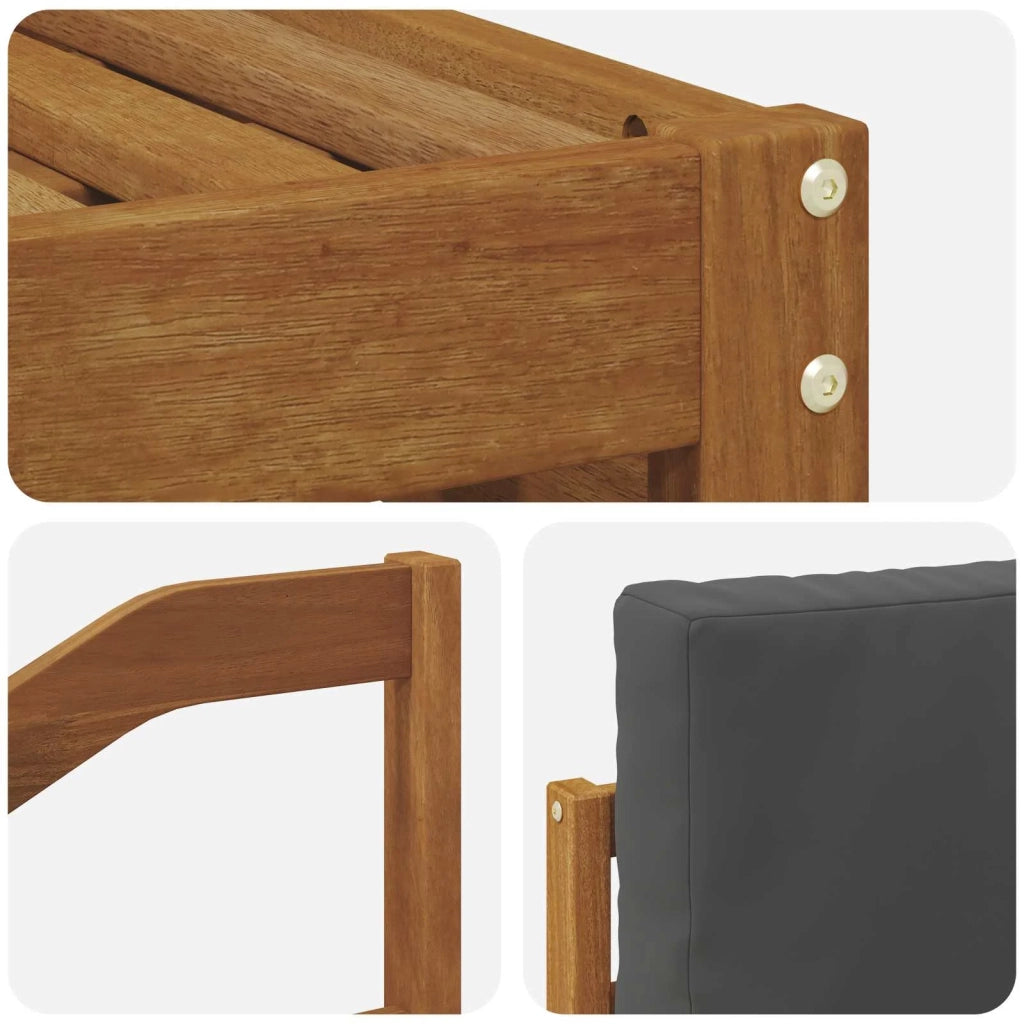 Set divani 6 pcs Naturale e Antracite Legno di Acacia Massello 3375267