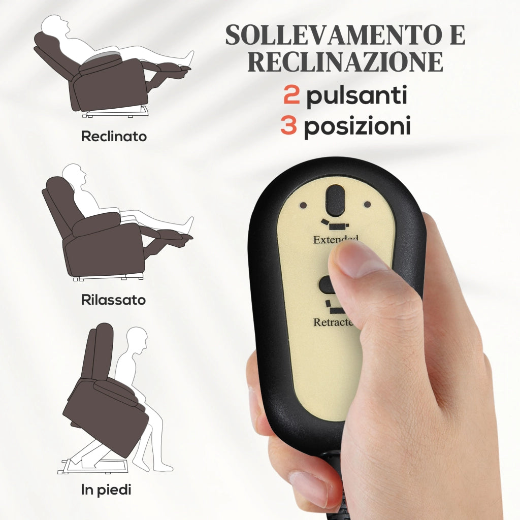 Poltrona Relax Alzapersona Reclinabile Massaggiante Riscaldamento ¨C Xylo ¨C Marrone