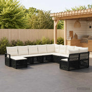 Set Divano da Giardino 11 pz Nero polyrattan 3435910