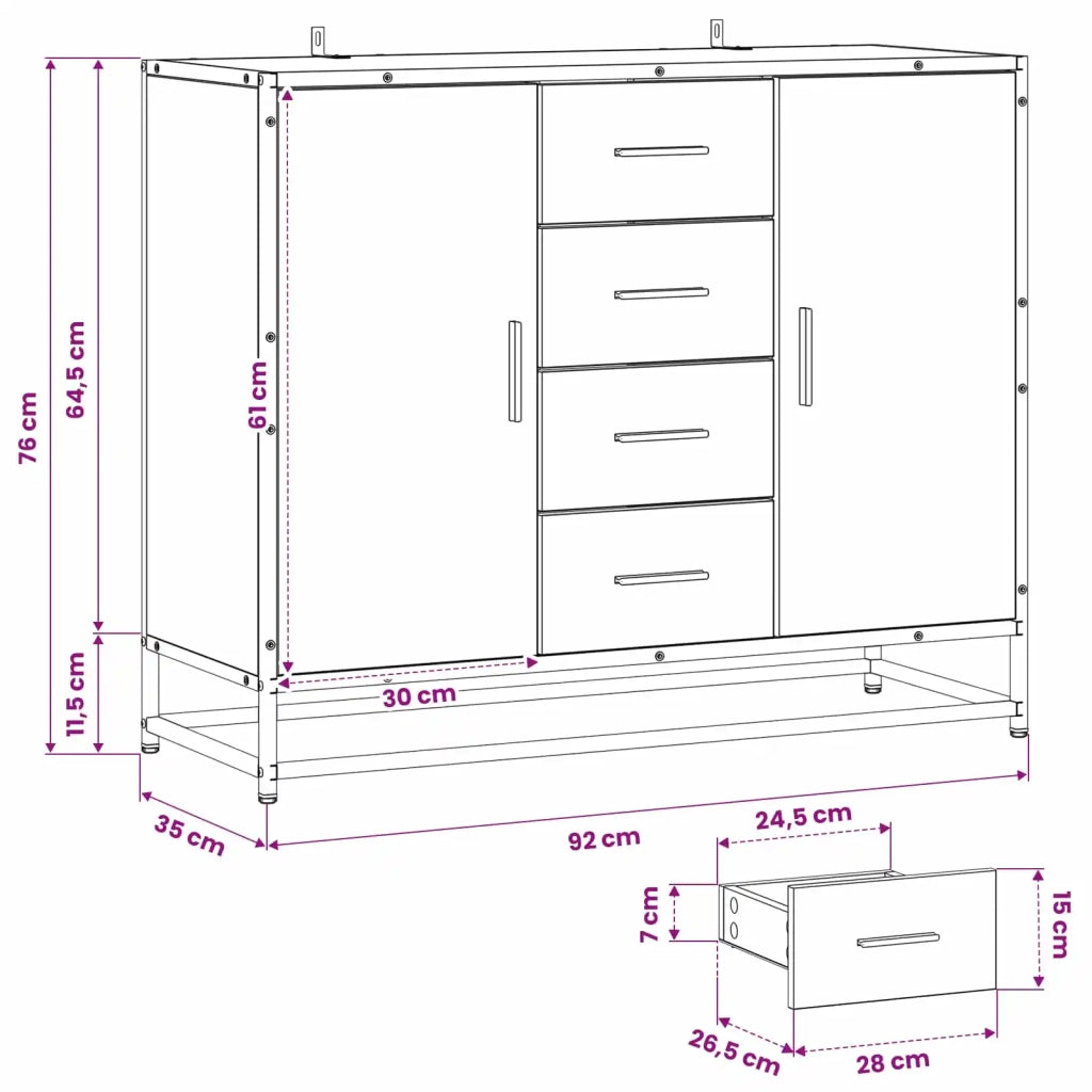 Credenza Rovere Artigianale 92 x 35 x 76 cm 3446631