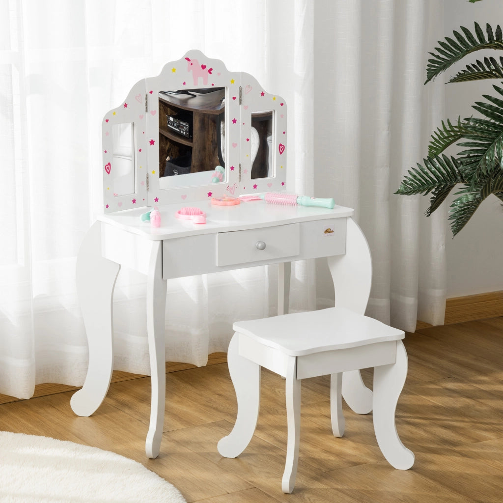 Tocador Bambini con Specchio e Cassetto ¨C zephmum ¨C Bianco