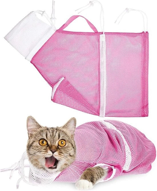 Zaino per il bagno del gatto - 1 pezzo - Zaino per la cura del gatto - Zaino per animali domestici - Tas a rete per animali domestici - Zaino per il bagno del gatto - Adatto per la taglia dei baffi dei gatti e la pulizia dei denti - Rosso