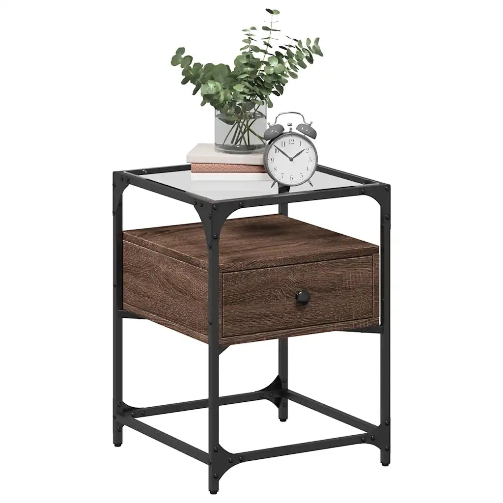 Set di 2 Comodini | Armadio da Notte | Mobiletto da notte Rovere Marrone 40x40x55 cm in Legno Multistrato