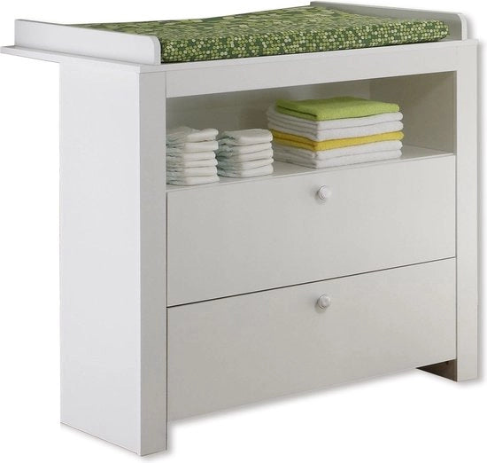 Culla e Comodino per Neonati - Comoda Moderna - Spazio di Stoccaggio Versatile - Bianco - 96x102x77cm