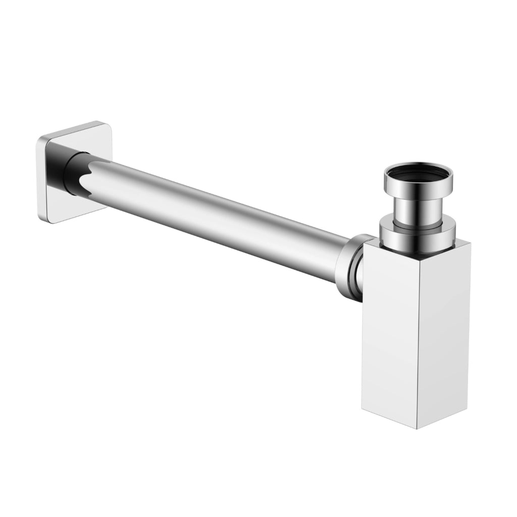 Sifone tubo di scarico in ottone cromato quadro per lavabo lavandino bagno da 1.1/4” *** confezione 1