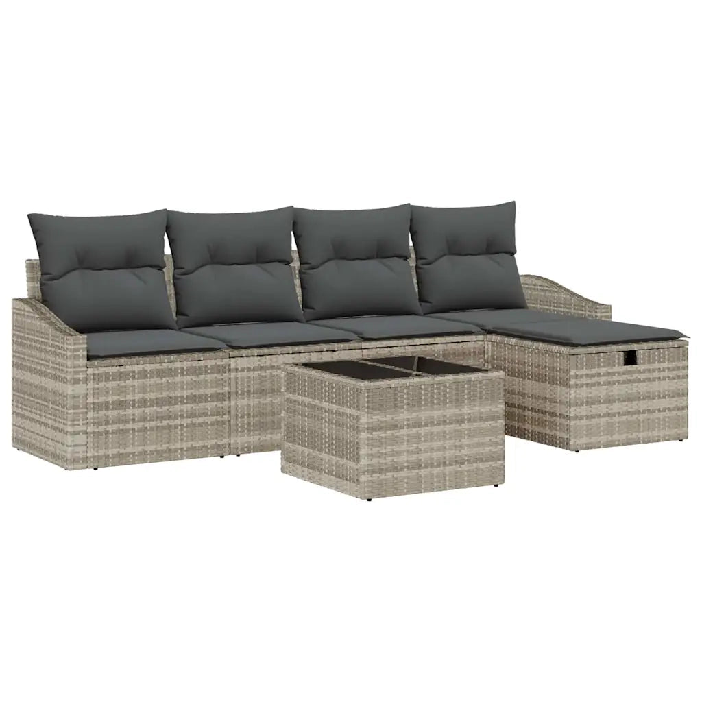 Set di divani con cuscino Grigio chiaro polyrattan