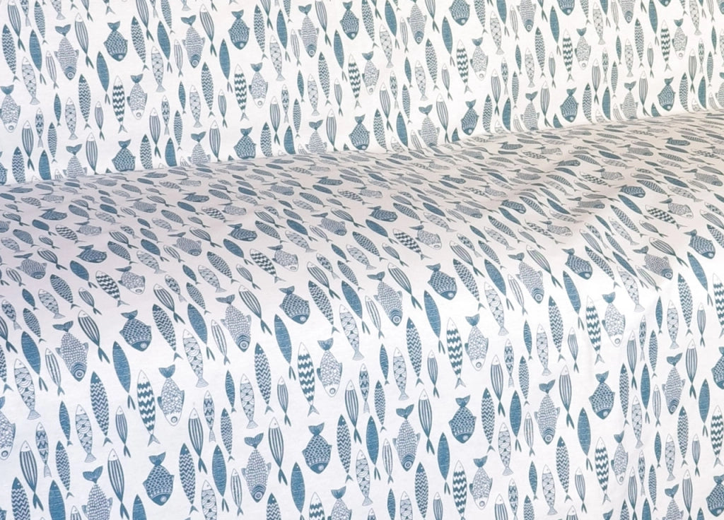 Telo Arredo Granfoulard Copritutto Cotone Made Italy Vari Disegni Arredatutto Copriletto Multiuso - 1 Piazza - Pesci Ottanio