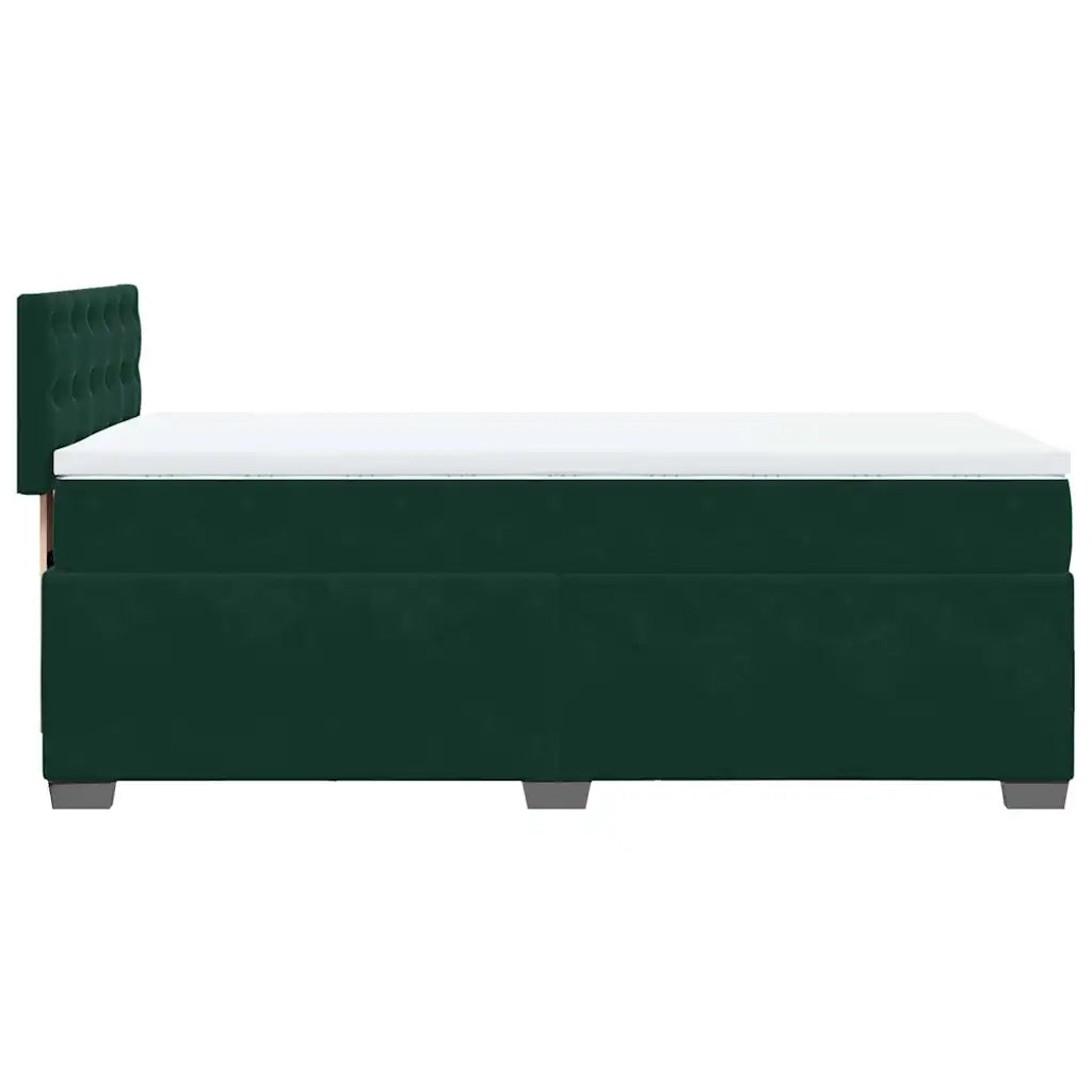 Giroletto a Molle con Materasso Verde Scuro 90x190 cm Velluto