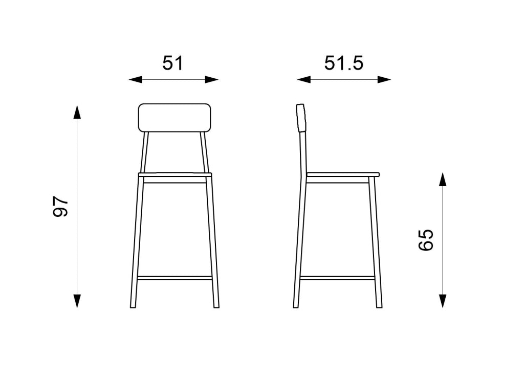 Sgabello Woody in Legno e Metallo Nero - Design Minimalista Ispirato allo Stile School per Arredo Interno Moderno - Prodotto Nero