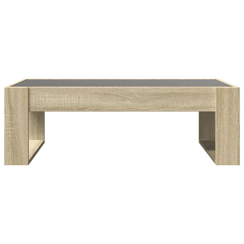 Tavolino da Salotto con LED Infinity-Tavolino da soggiorno Rovere Sonoma 90x53x30 cm