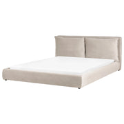 Letto matrimoniale ad acqua tessuto bouclè tortora 180 x 200 cm camera da letto moderna