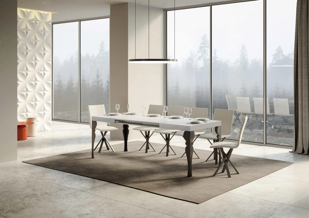 Tavolo allungabile 80x160/244 cm Paxor bianco frassino telaio Antracite