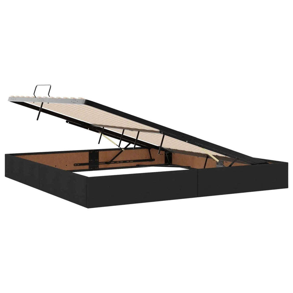 Letto con contenitore LED e materasso Nero 200 x 200 cm Tessuto 3459968