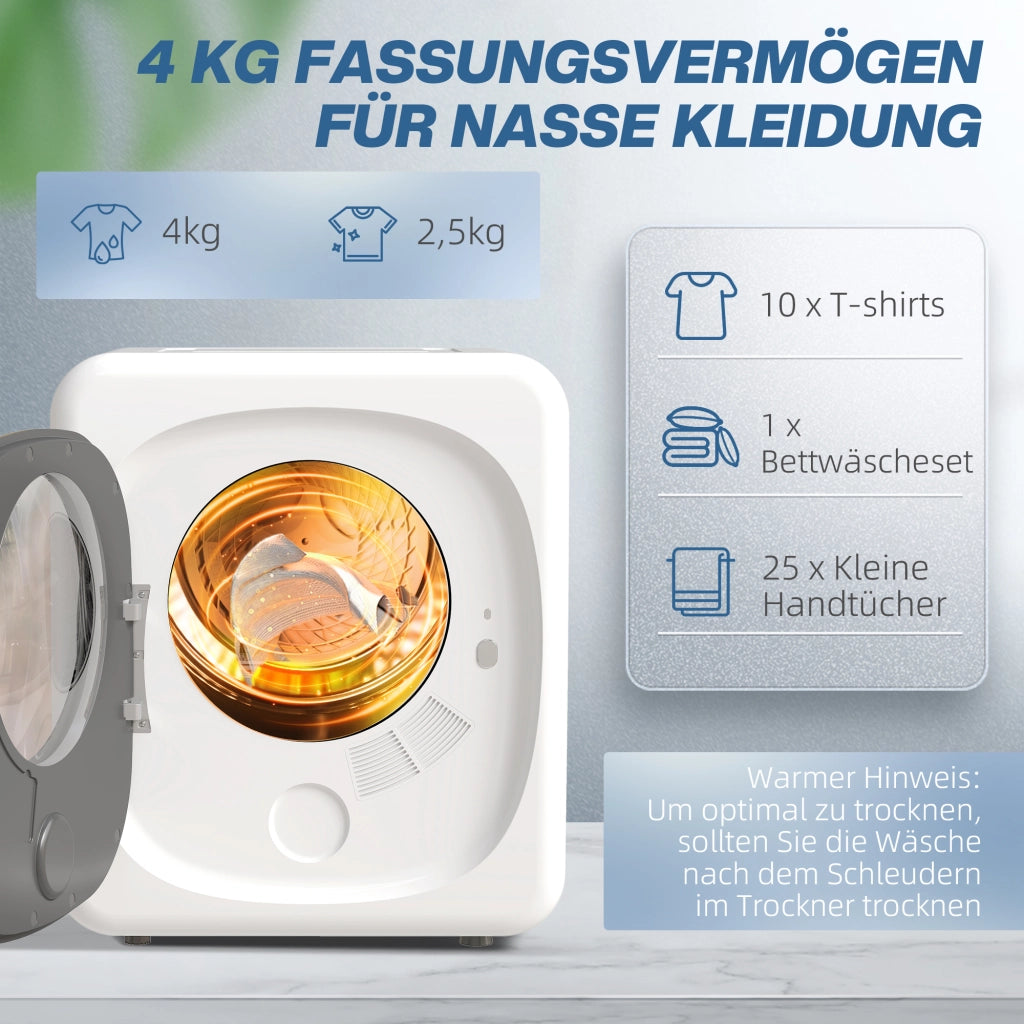 Asciugatrice per Biancheria 4 kg ¨C Minimal ¨C Bianco e Nero