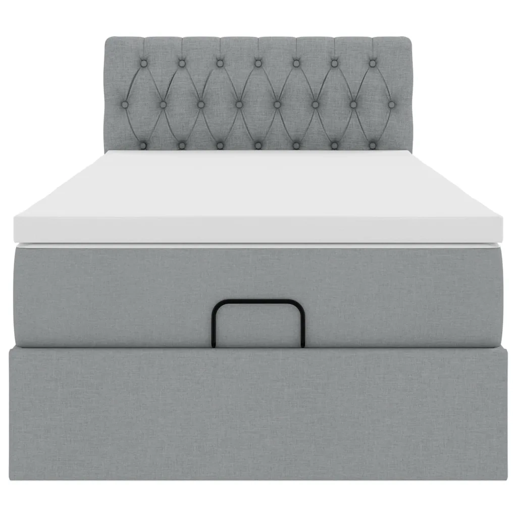 Pouf Letto con Materasso Grigio Chiaro 100x200 cm in Tessuto 3312367