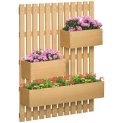 Fioriera verticale da parete con 3 vasche in legno massello 60x16x80 cm ¨C Xylo ¨C Marrone