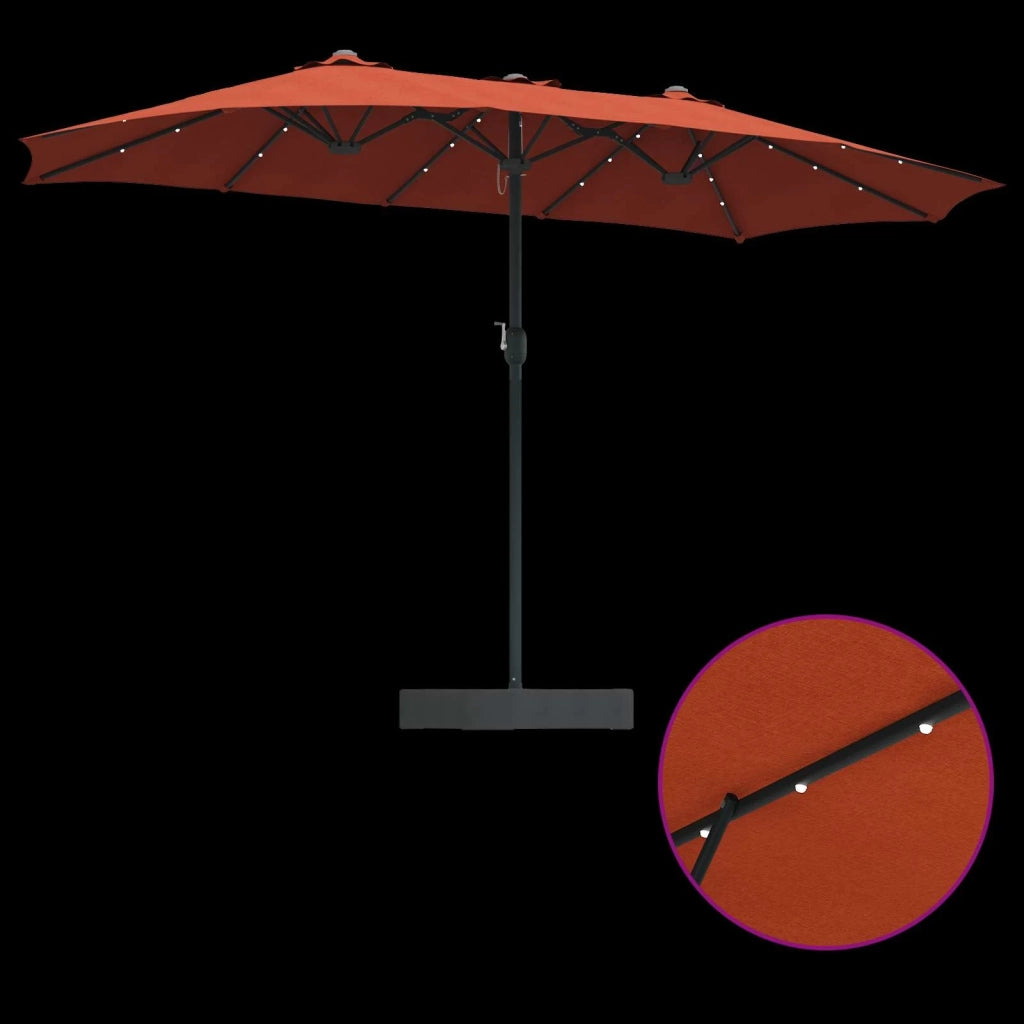 Ombrello da giardino-Ombrellone da spiaggia Terracotta 385 x 209 x 244 cm Poliestere