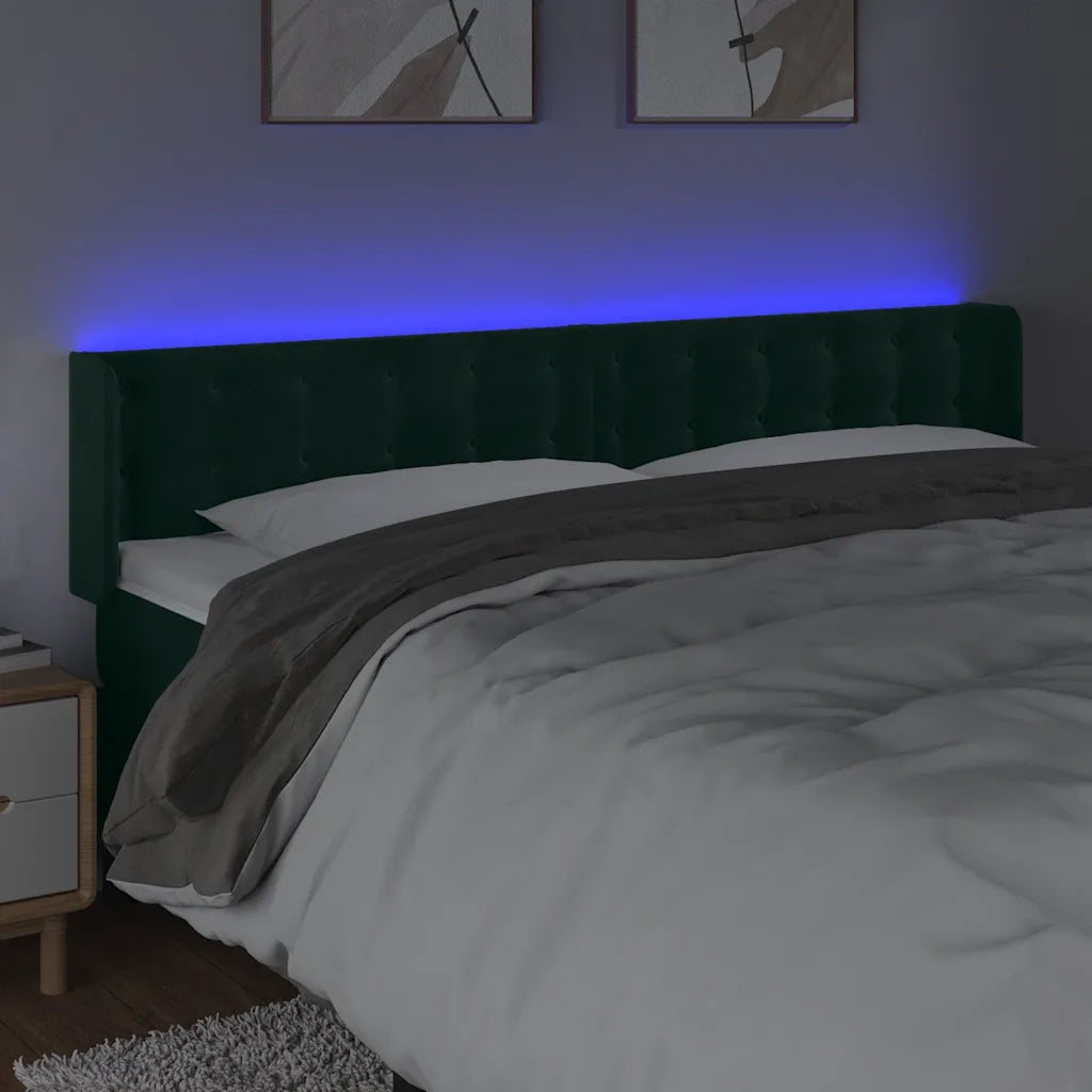 Testiera a LED Verde Scuro 183x16x78/88 cm in Velluto 3123733