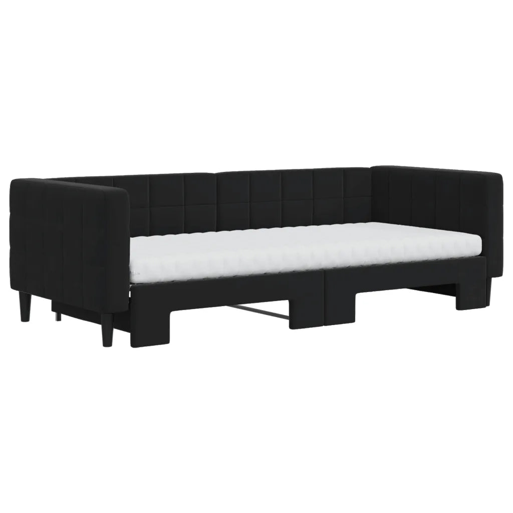 Divano Letto Estraibile con Materassi Nero 90x200 cm Velluto 3196719
