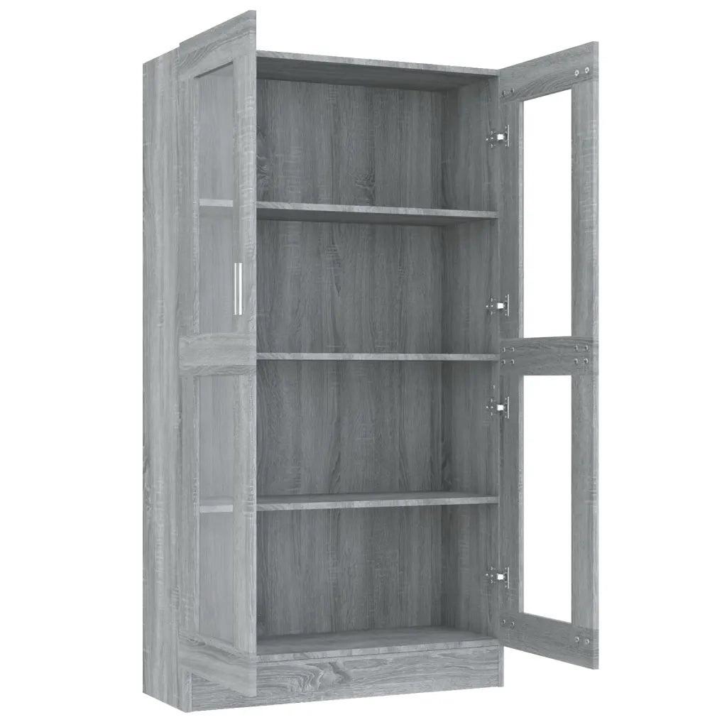 Vetrina moderna in stile classico con 4 scomparti 82,5 x 30,5 x 150 cm legno grigio 02_0048145