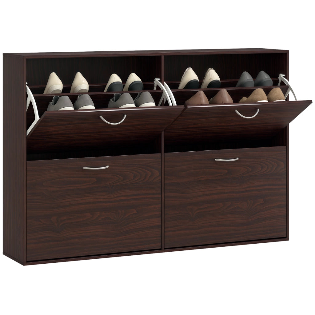 Scarpiera con Cassetti e Mensole ¨C Minimal ¨C Legno Marrone 120x24x81cm