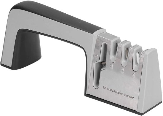 Strumento per Affilare Coltelli 4-in-1 - Maniglia Ergonomica - Base Antiscivolo - Per Coltelli da Cucina - Affilatura Rapida e Efficiente - Qualità Premium - Affilatrici Coltelli
