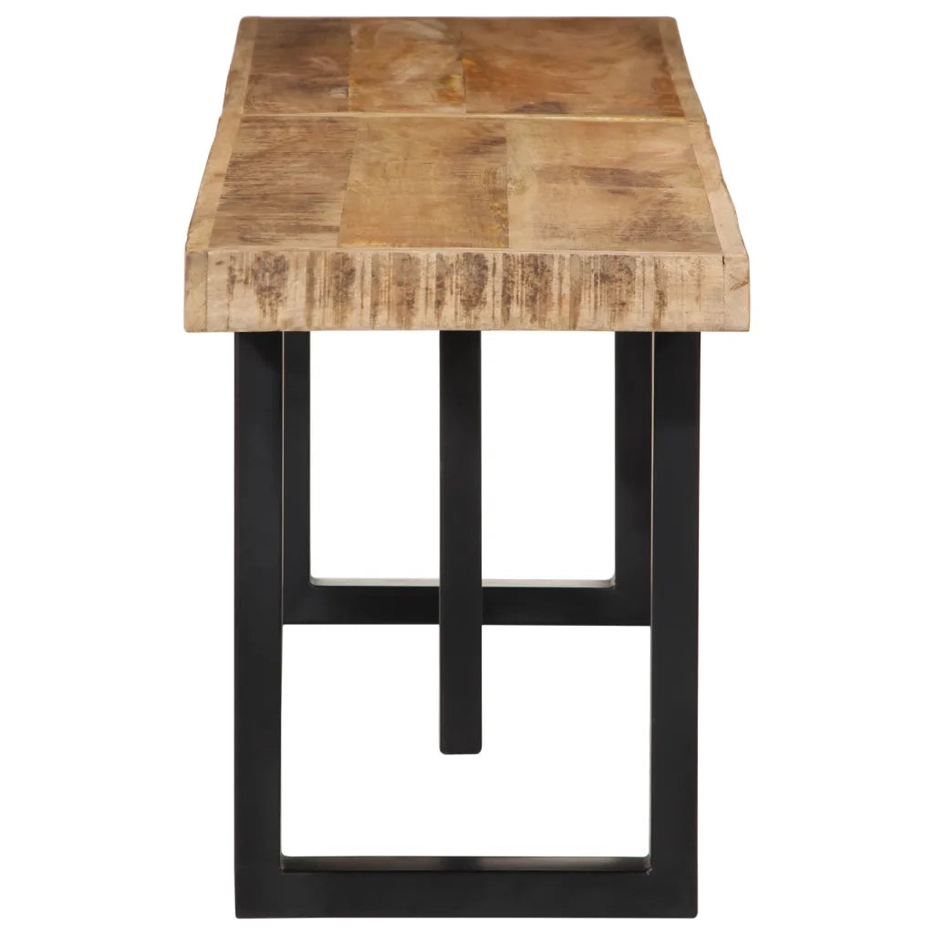 Panca-Sgabello 160 cm in Legno Massello di Mango Grezzo e Acciaio