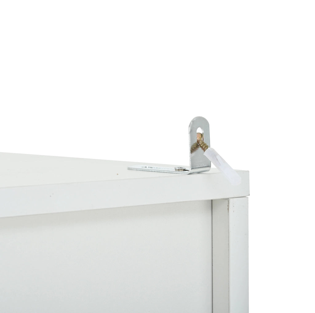 Vetrina 35x50x165 cm con illuminazione LED e 4 ripiani in legno e vetro bianco